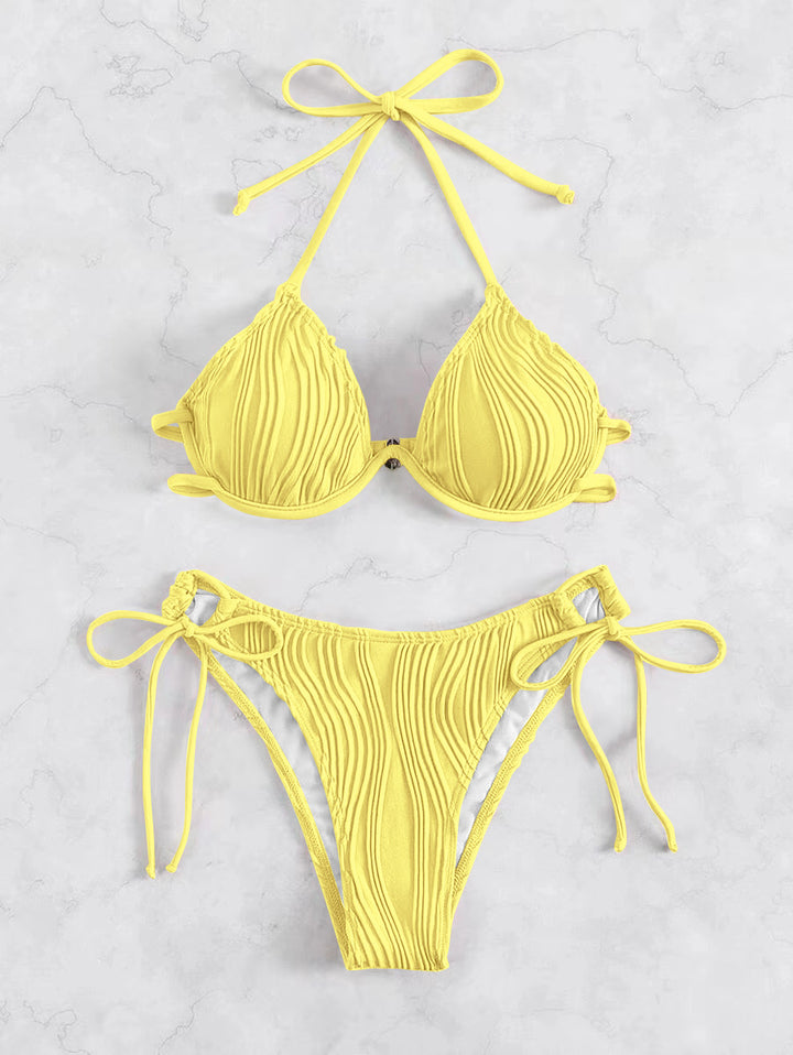Femme Ribbede Trekant-Bikini-Sæt Stilla