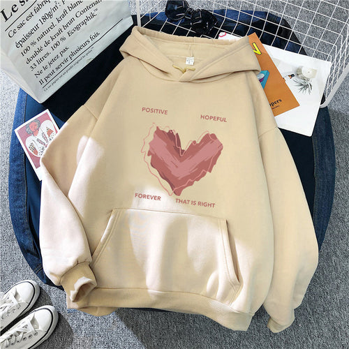 Kvindernes hoodie med inspirerende hjerte-motiv Skovae