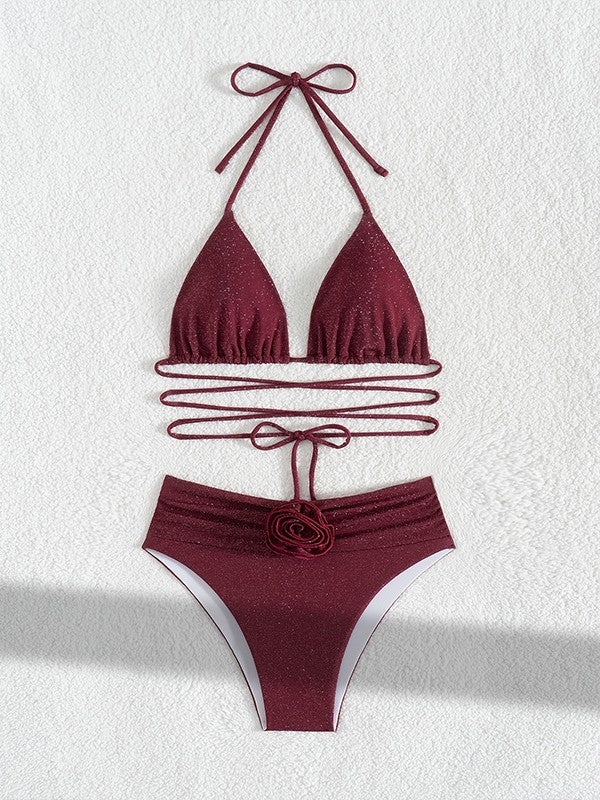 Dame Funklende Halterneck-Bikini-Sæt Stilla