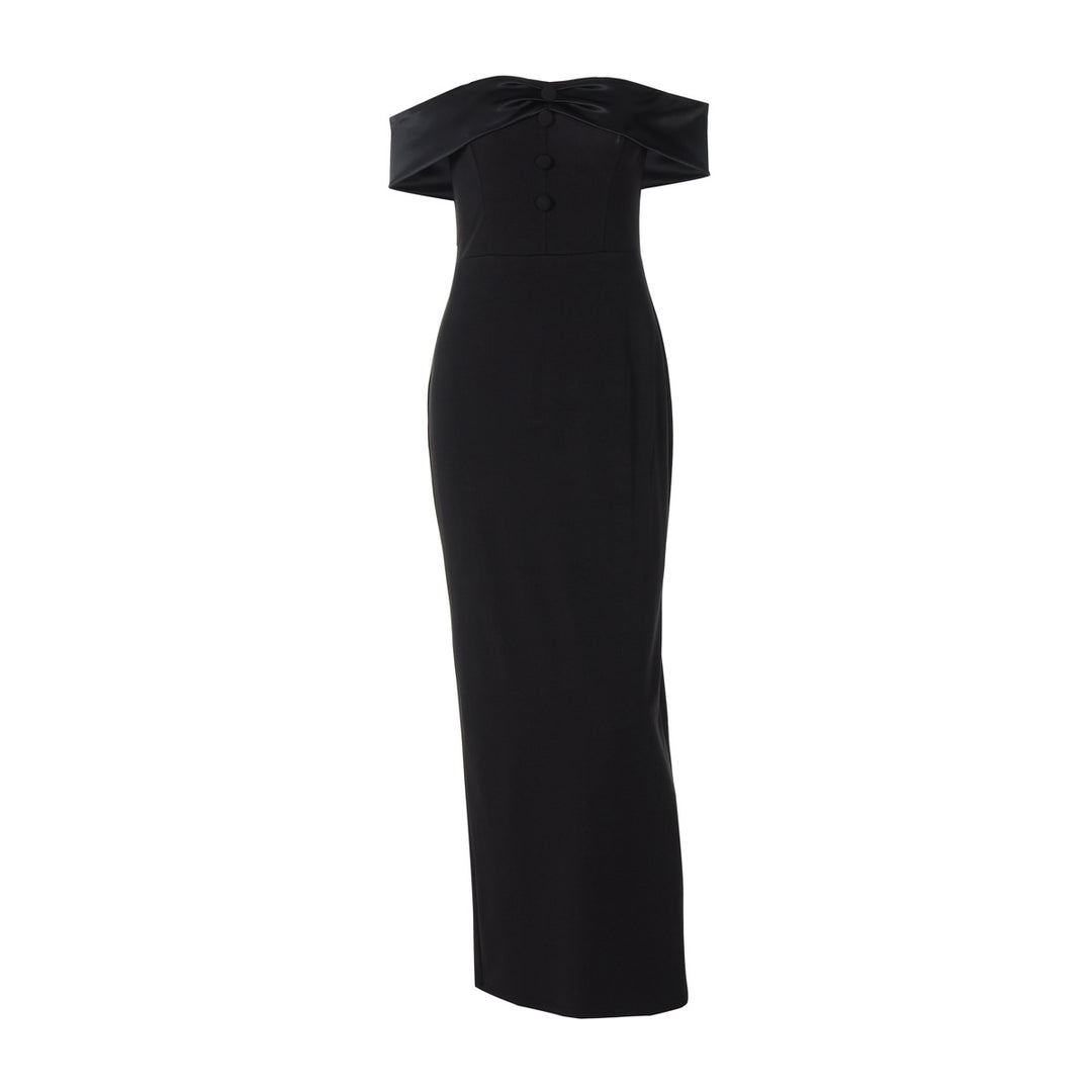 Damer Damerud Maxi-kjole med off-shoulder design og elegante knapdetaljer Skovae