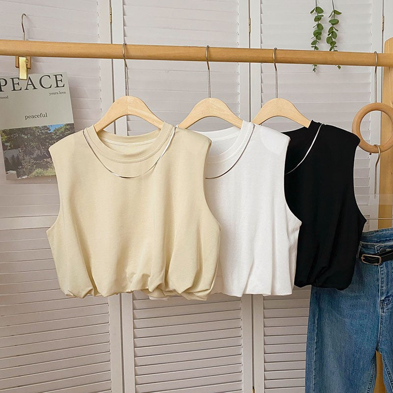 Femme Velplejet Ærmeløs Cropped-Top med Elegant Rynkning ved Taljen Stilla