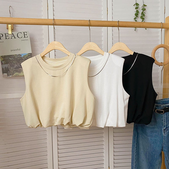 Femme Velplejet Ærmeløs Cropped-Top med Elegant Rynkning ved Taljen Stilla