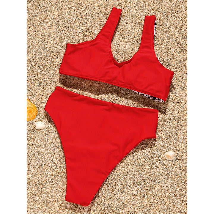 Dame Højskåret Bikini med asymmetrisk Design Skovae