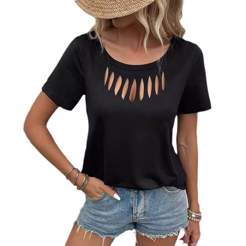 Dame Casual T-Shirt med Cut-Out-detaljer Stilla