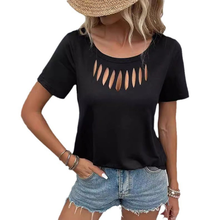 Dame Casual T-Shirt med Cut-Out-detaljer Stilla