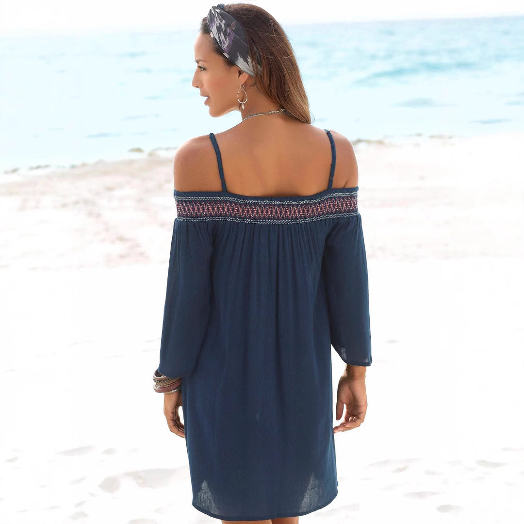 Dame Boho Off-Shoulder Strandkjole Stilla