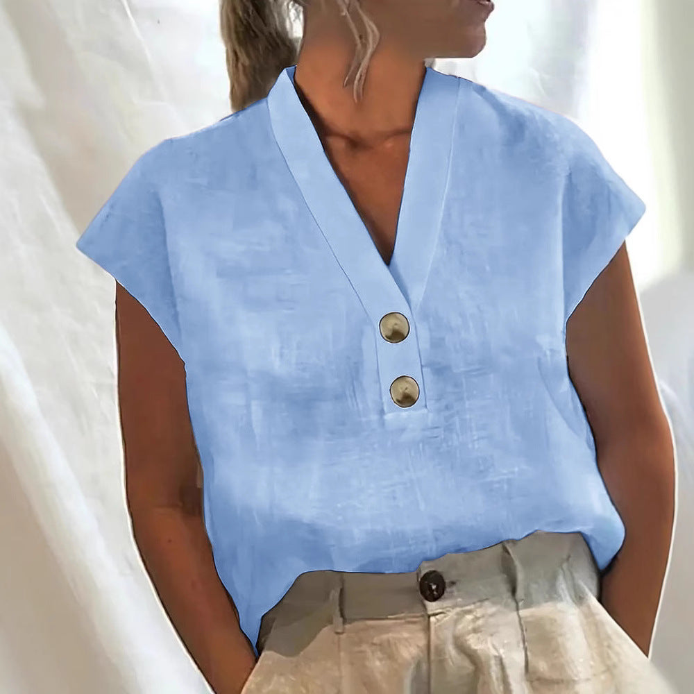 Dame Glitrende V-Pullover Bluse Skovae