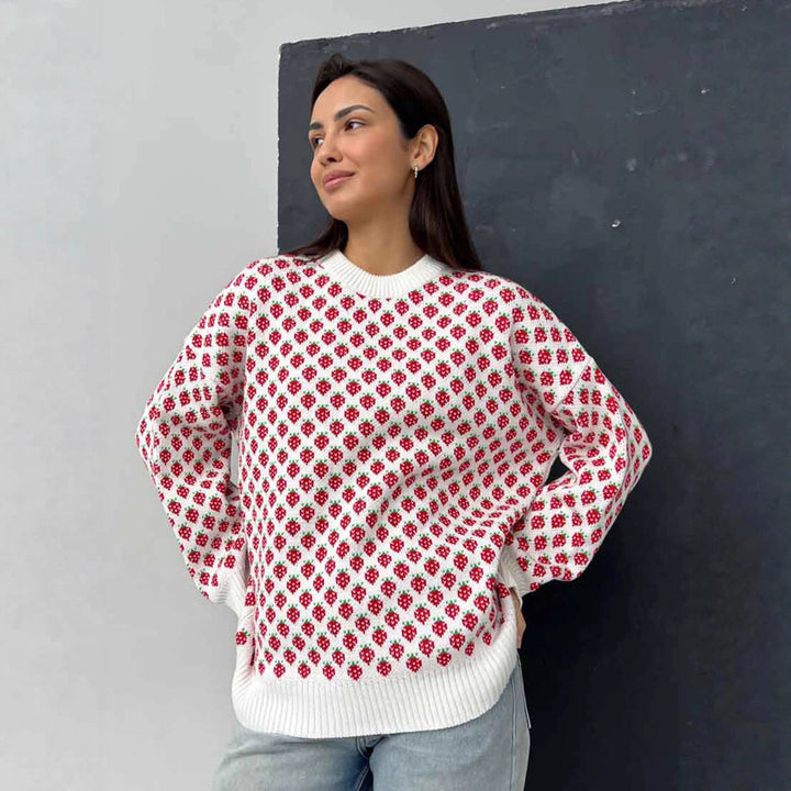 Kvinders oversized sweater med blomsterprint Stilla