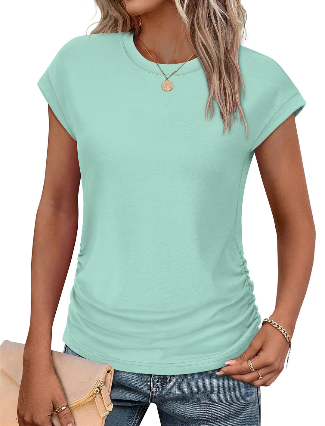 Dame afslappet T-shirt med rynke Stilla