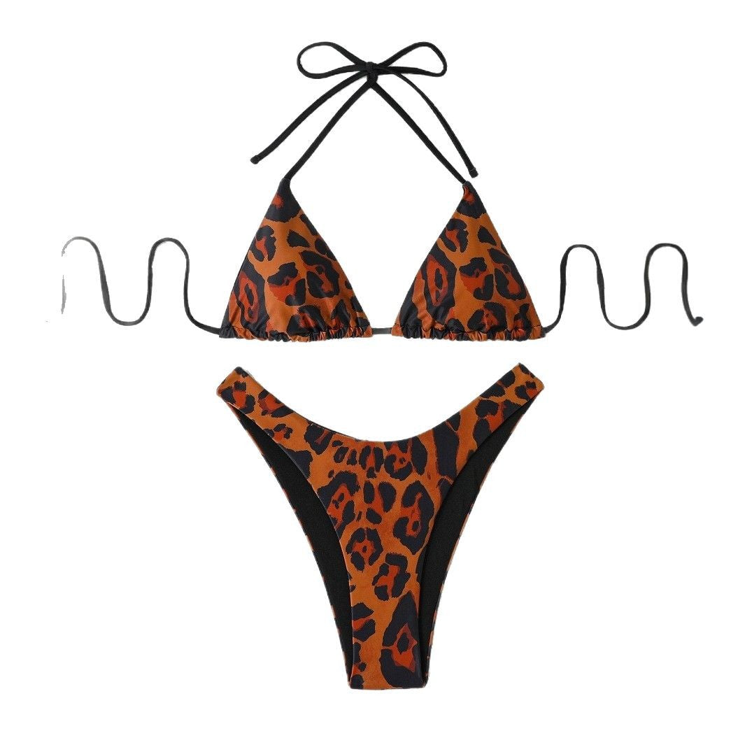 Dame Triangel-Bikini-Sæt med høj benudskæring og justerbare stropper Stilla
