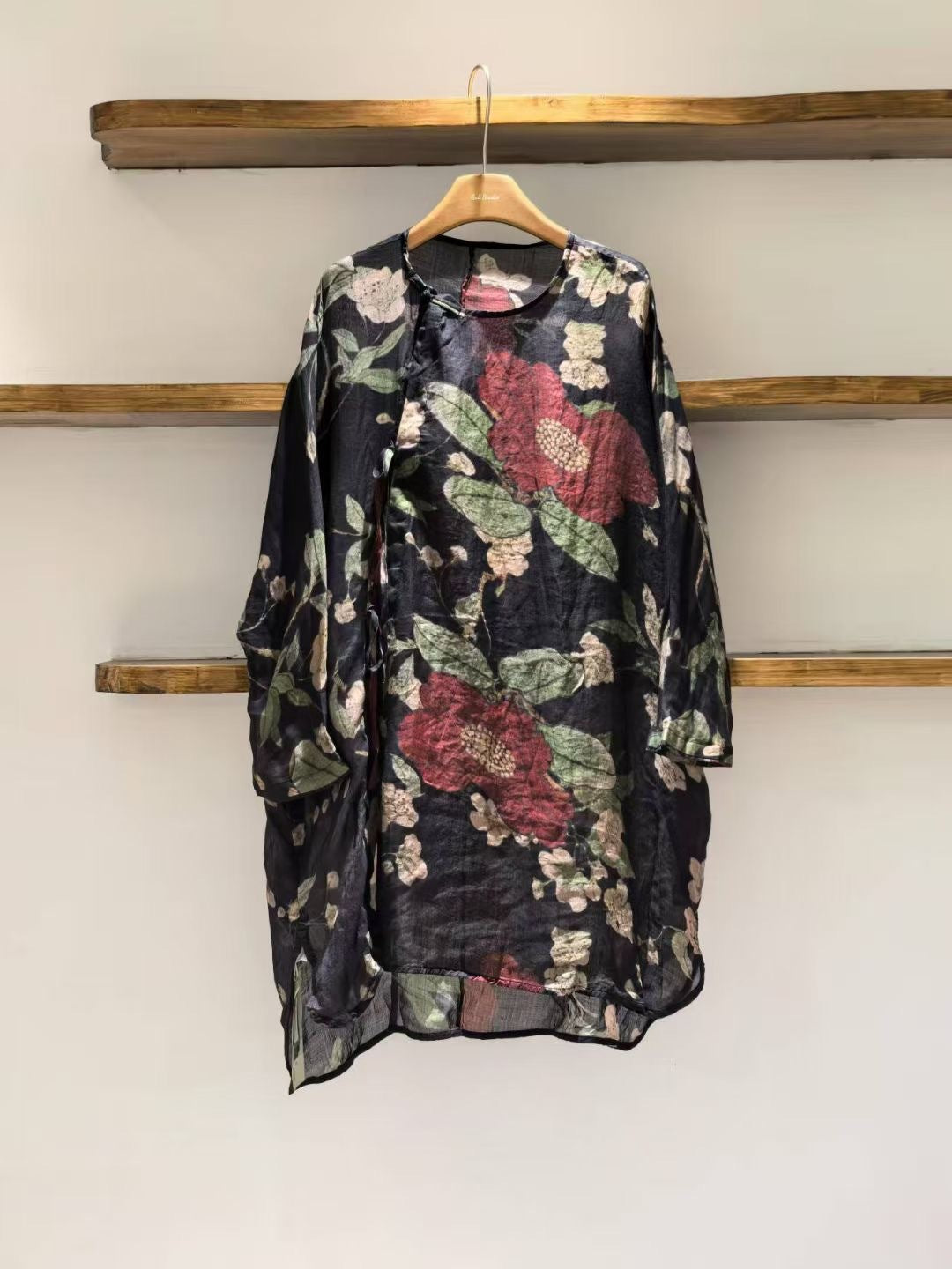 Dame Relaxed Fit Let Tunika Bluse med Bindebælte Stilla