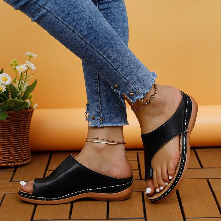 Dame Komfortable Tåsplit Sandaler med ergonomisk Såle Stilla