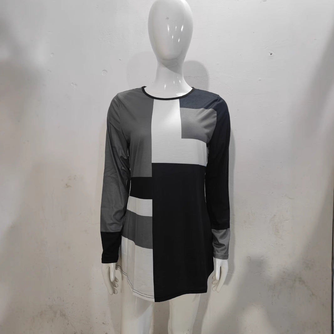 Stilla | Trendy Trykt Rund Hals Lange Ærmer T-shirt