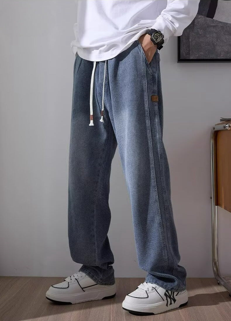 Herrer afslappet denim langbukser med elastisk talje Stilla