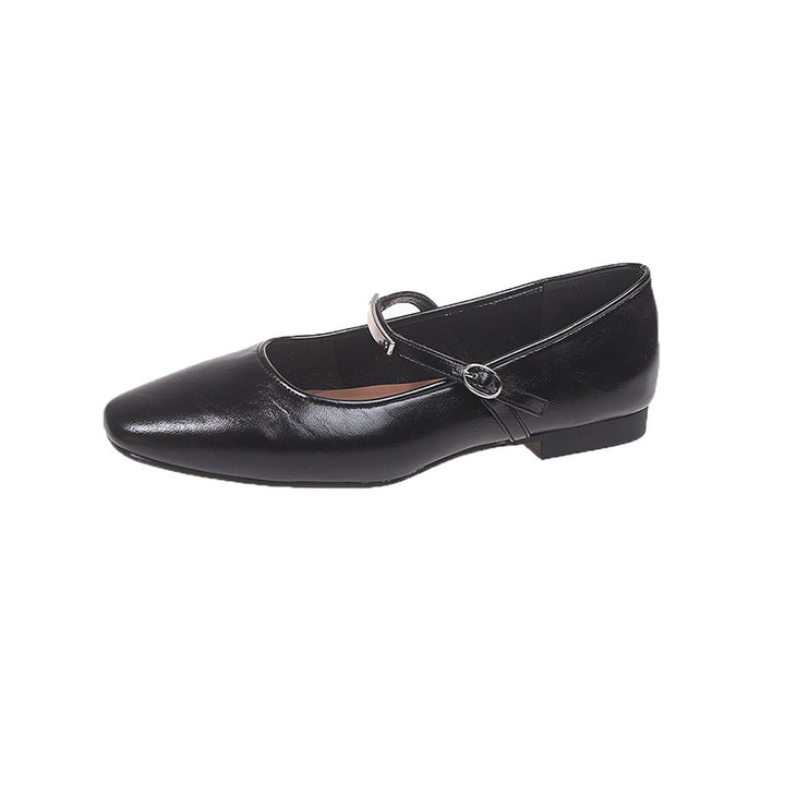 Dame elegant ballerinas med kvadratisk tåparti og justerbar rem Stilla