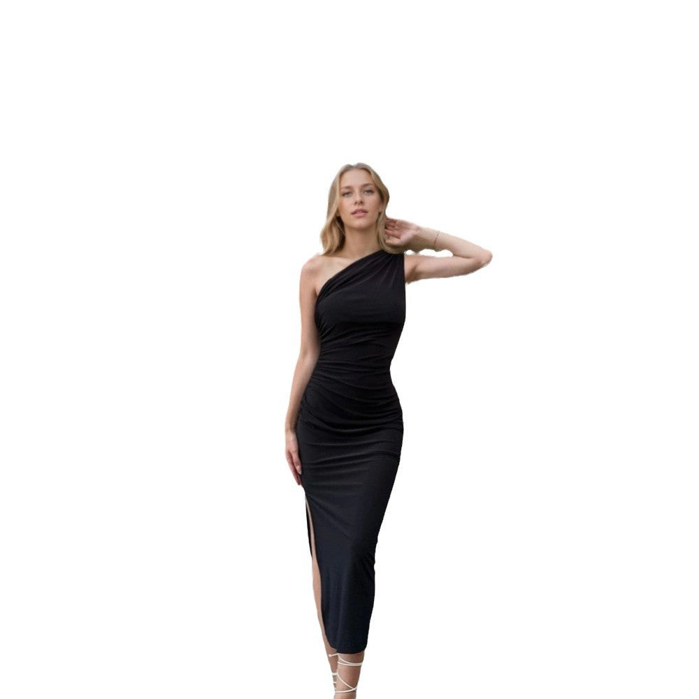 Kvinders figursyet omslagkjole med asymmetrisk halsudskæring og elegant ræfflet finish Stilla