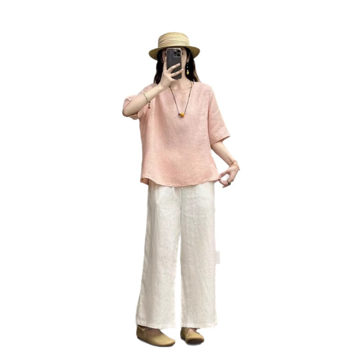 Femme Casual Afslappet Fit Linen Top Stilla