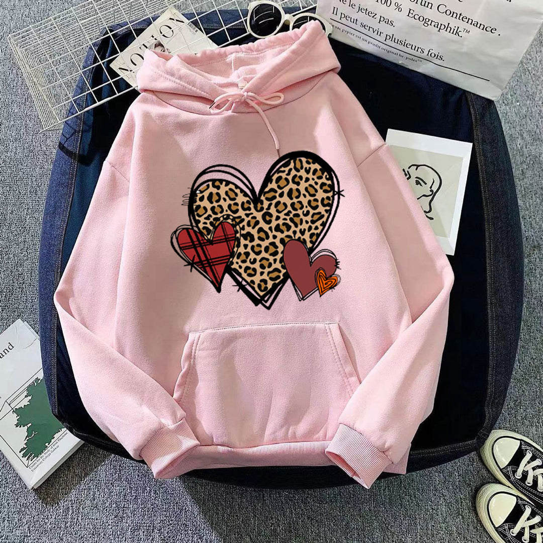 Dame hoodie med legende hjerte mønster Skovae