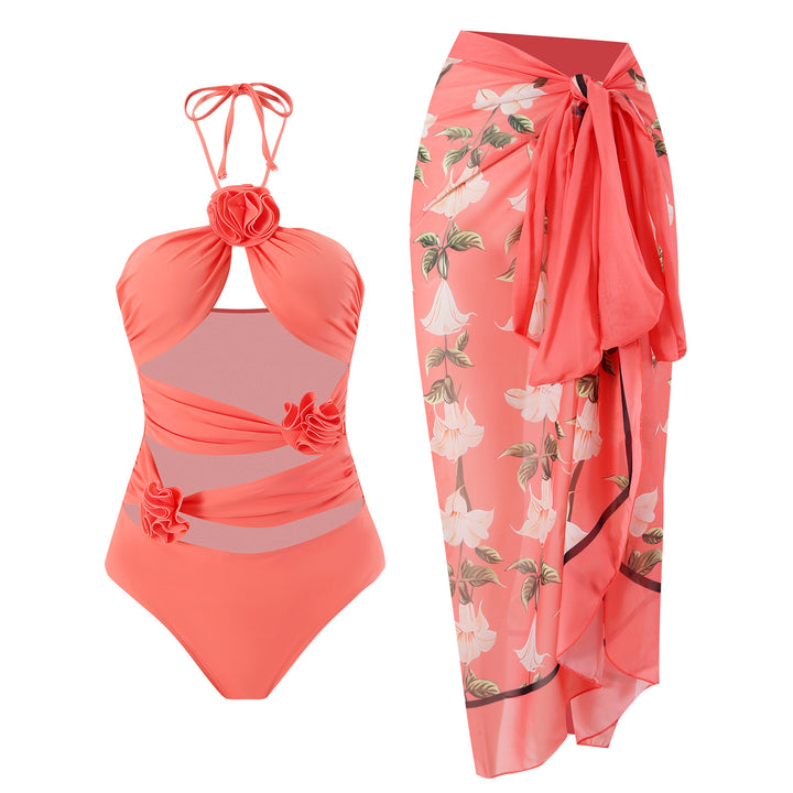 Dame One-Piece Swimsuit med raffinerede flæser og moderigtigt indpakningsdesign Skovae