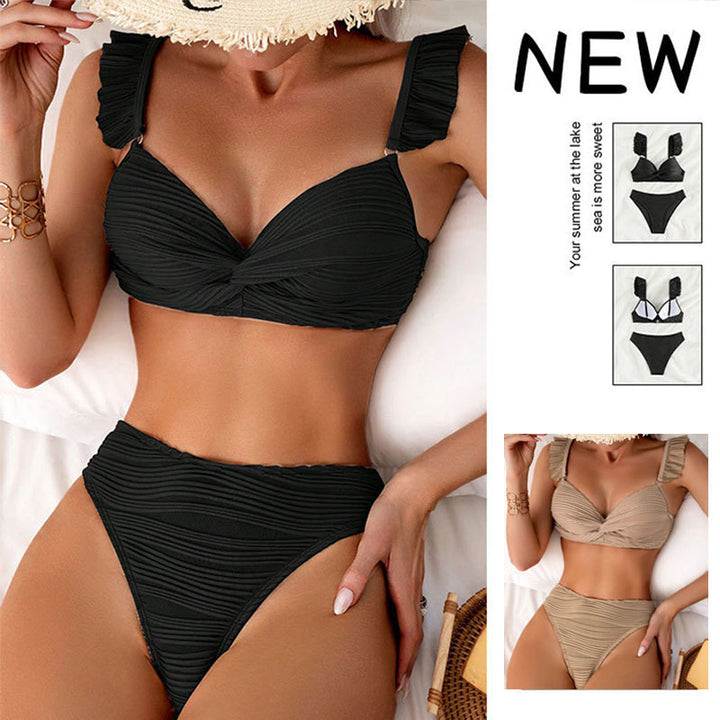 Dame Bikini-sæt med elegant flæse-design og høj talje Stilla