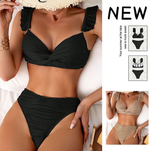 Dame Bikini-sæt med elegant flæse-design og høj talje Stilla