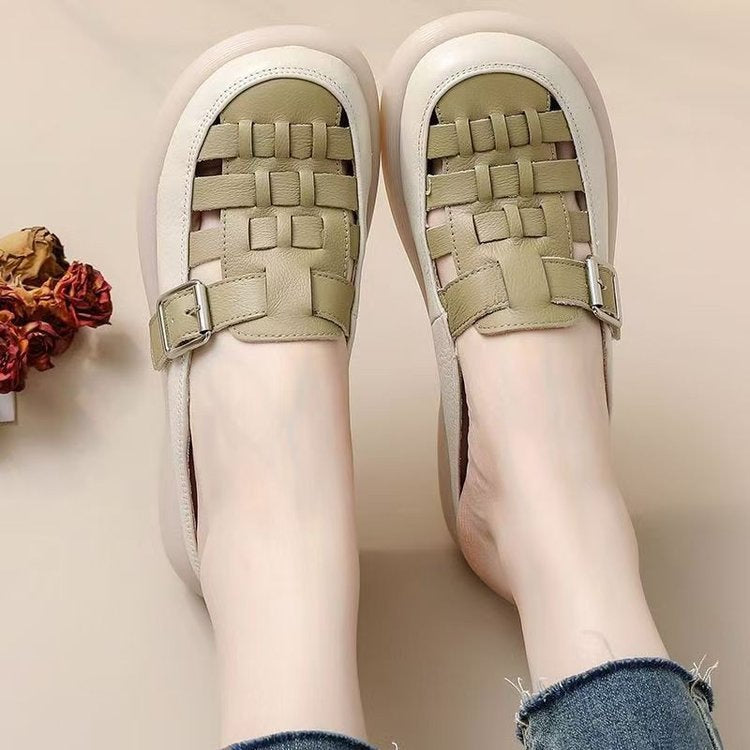 Dame komfort-sandaler med moderigtigt flettet remdesign og skridsikker sål Stilla