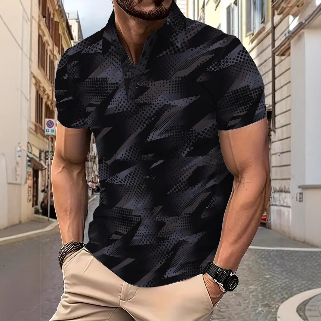 Herren Poloshirt med moderne dynamisk grafikdesign Stilla