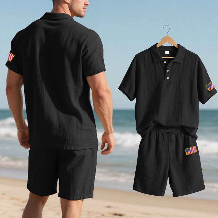 Herre poloshirt med shorts i casual strandlook Stilla