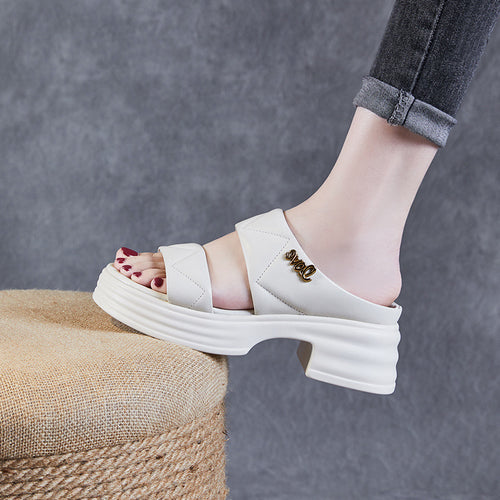 Dame platform slide sandaler med dekorative stropper Stilla