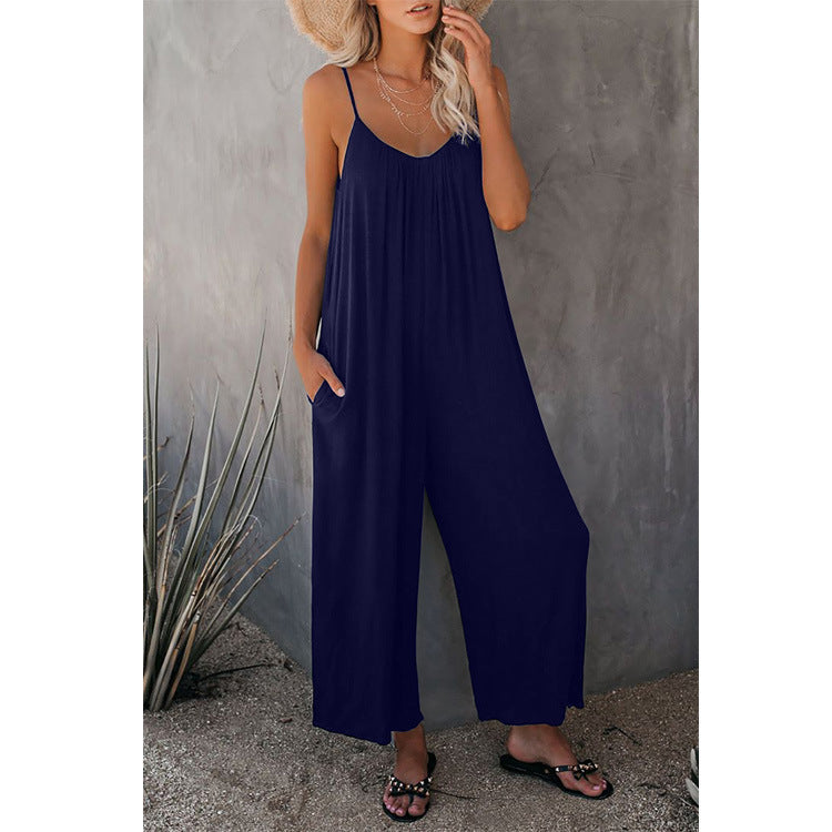 Dame afslappet jumpsuit med bred pasform og praktiske lommer Stilla