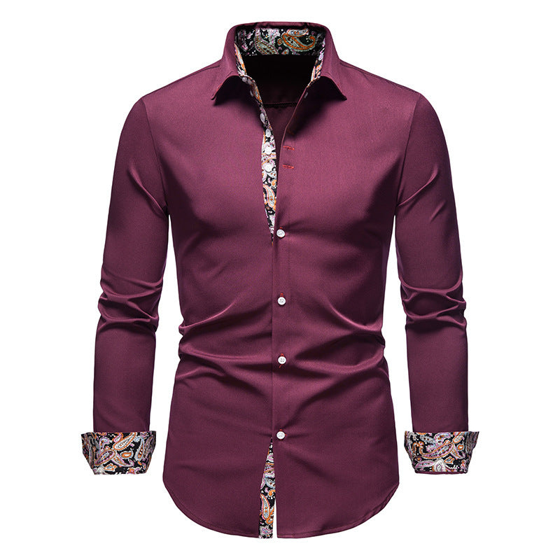Herrer Elegant Slim-Fit Skjorte med Farverig Indvendig Kontrast Stilla