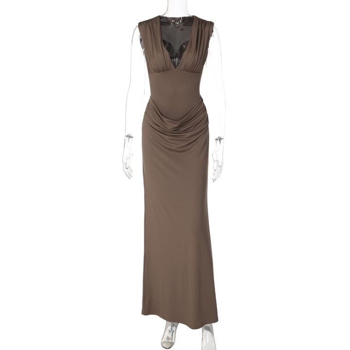 Dame Maxi-kjole med elegant drapering Skovae
