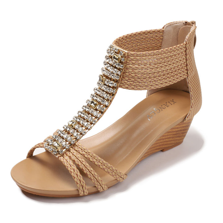 Dame Wedge-sandaler med glitrende applikationer og eksklusivt remdesign Stilla