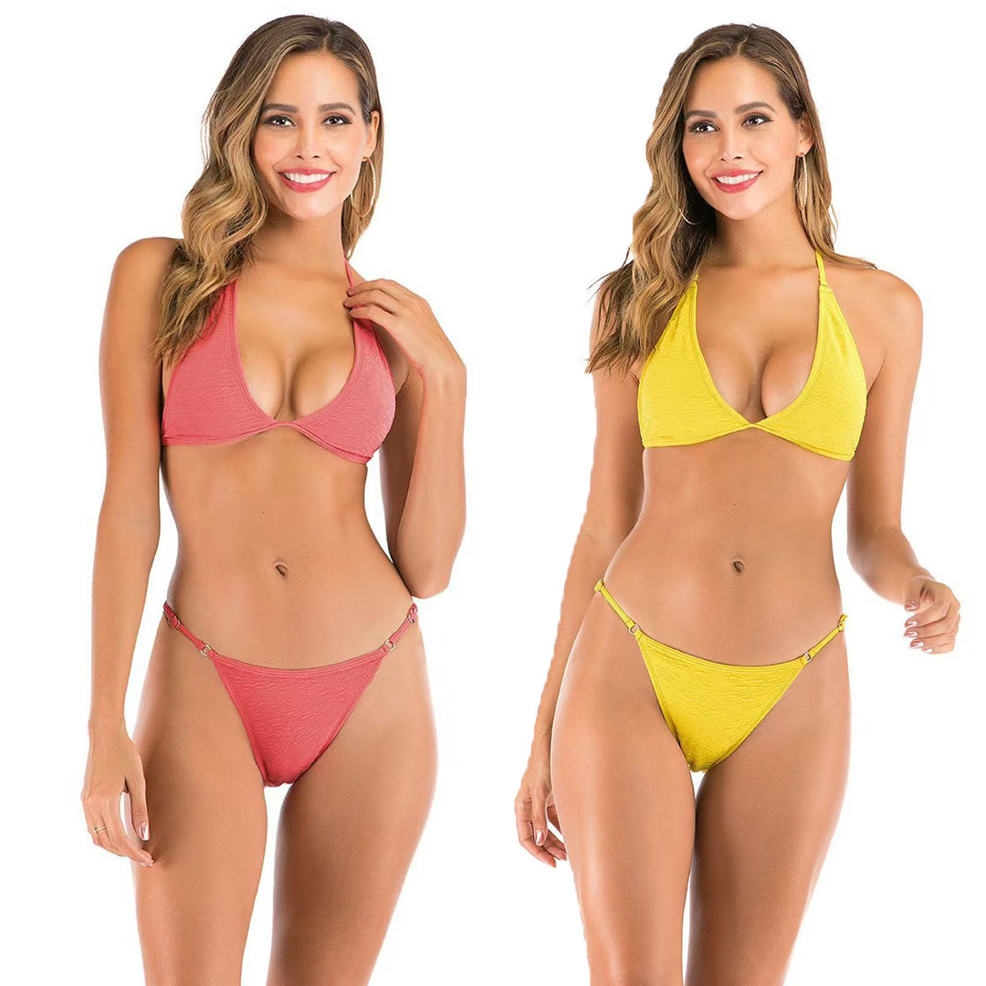 Dame Triangel-Bikini-Sæt med elastiske bånd og pyntelige accenter Stilla