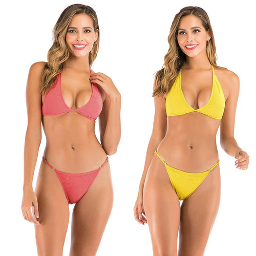 Dame Triangel-Bikini-Sæt med elastiske bånd og pyntelige accenter Stilla