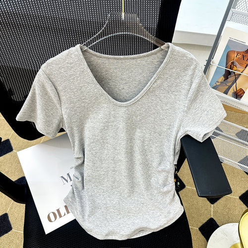 Dame V-Hals Fitted Basic T-Shirt Stilla