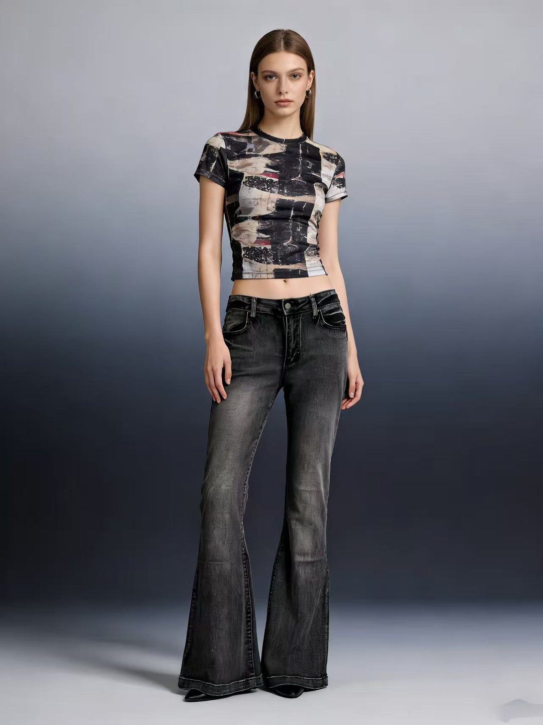Damer elegant cropped top med puffærmer og vintage broderi Skovae