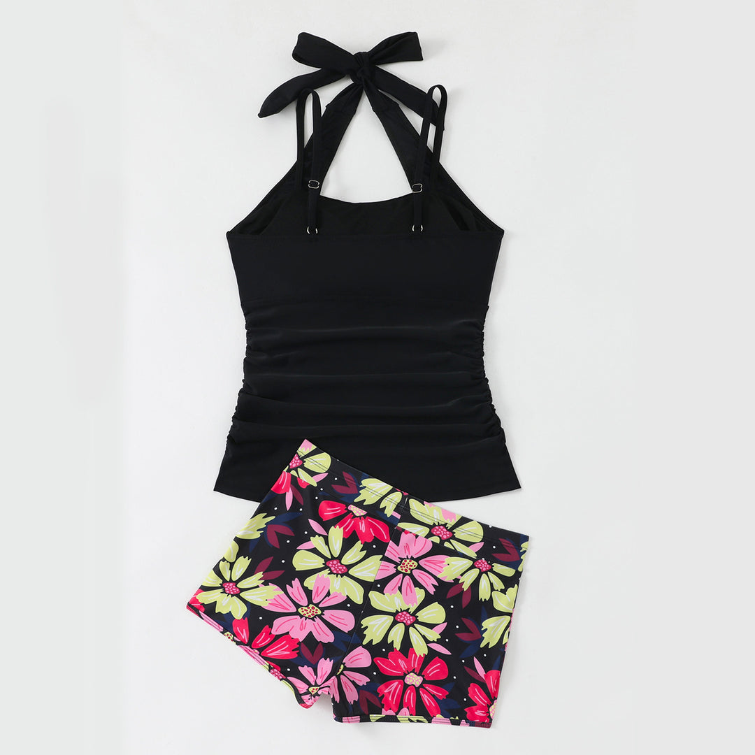 Damer Tankini med blomstrede shorts Skovae