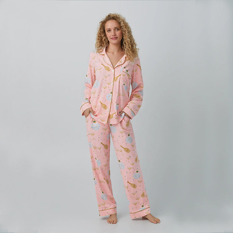 Femme Floral Print Nattrøje Sæt Stilla