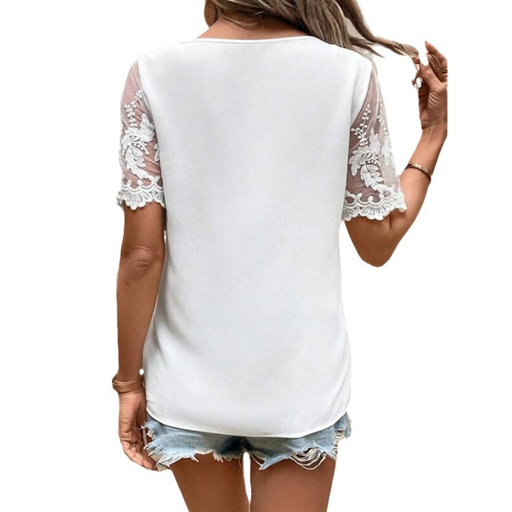 Dame Elegant Bluse med Spidsermer Stilla