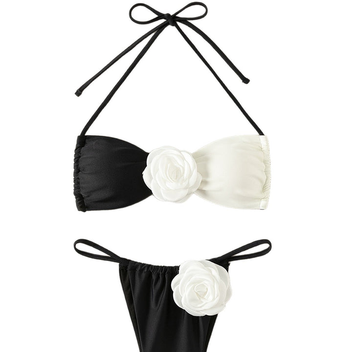 Dame triangel-bikini med elegante blomsterdetaljer Skovae