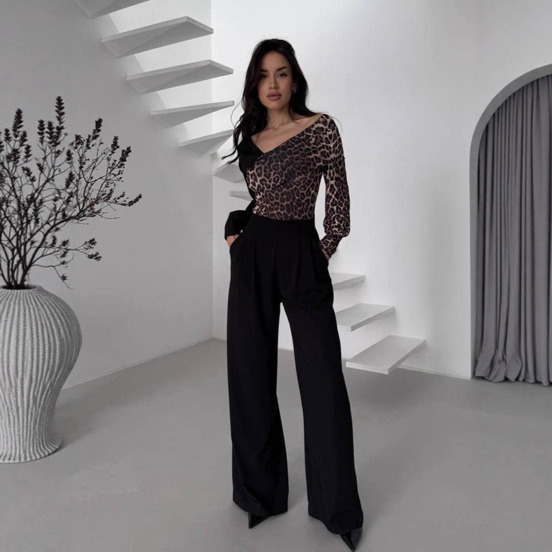 Dame Elegant off-the-shoulder top med dyremotiv Stilla