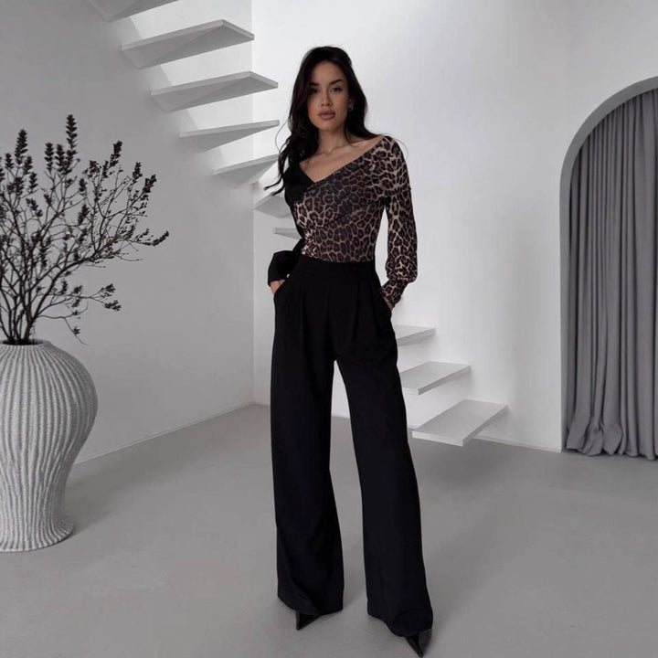 Dame Elegant off-the-shoulder top med dyremotiv Stilla
