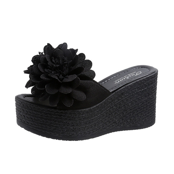 Dame Wedge-Pantoletten med blomsterdekoration og skridsikker sål Stilla
