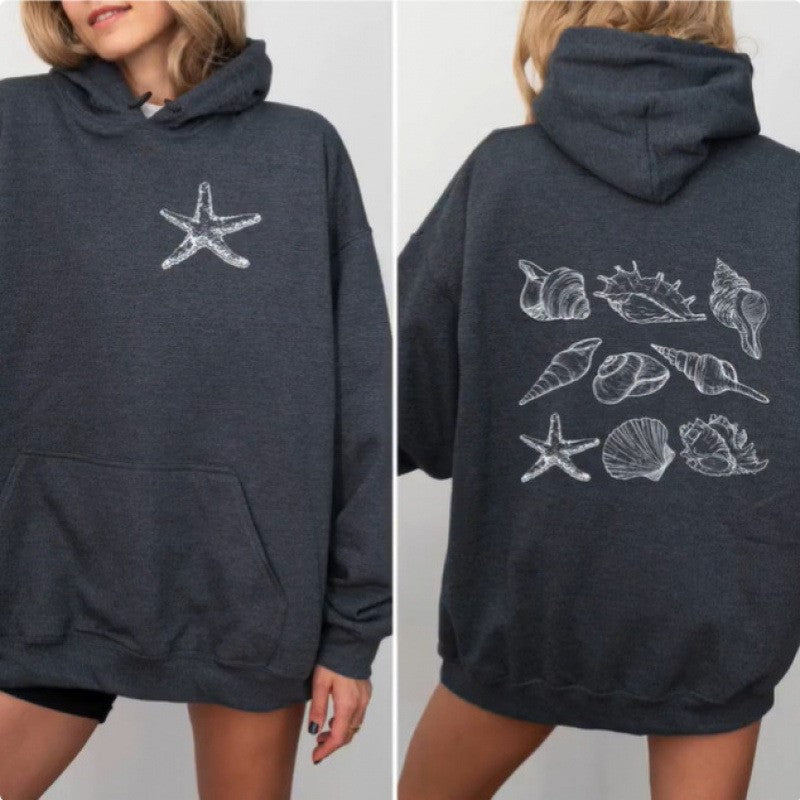 Kvinder Oversized Hoodie med Maritim Skalsdesign Skovae
