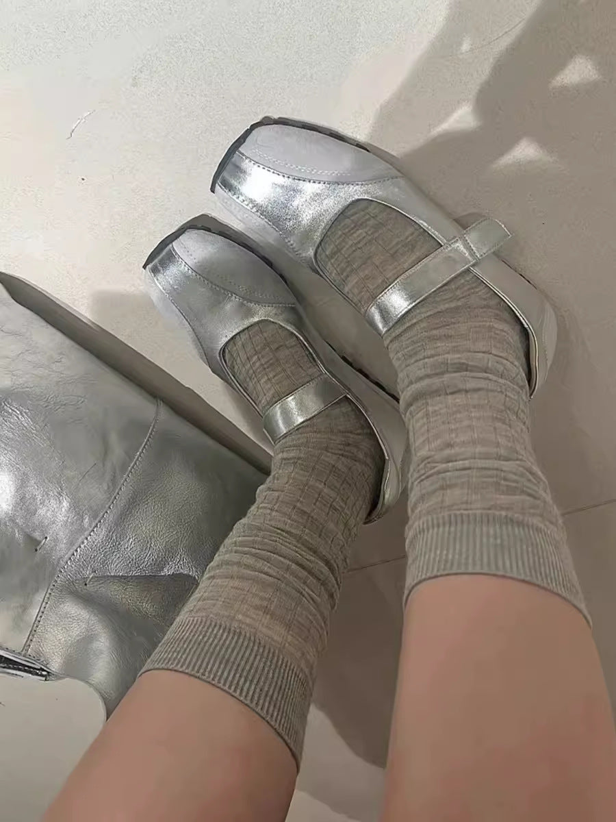 Dame Retro-inspirerede justerbare stropper Mary Jane ballerinas Stilla
