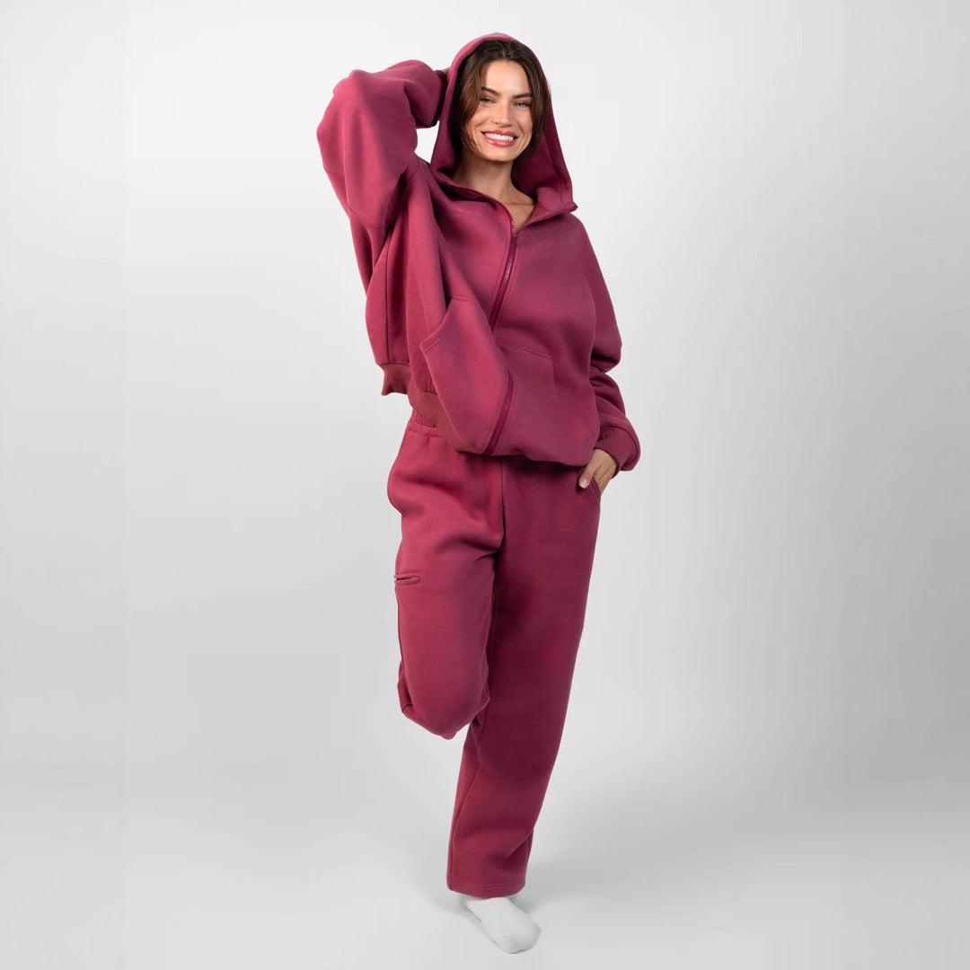 Kvinder behagelig hoodie og brede joggingbukser med praktiske lommer Skovae