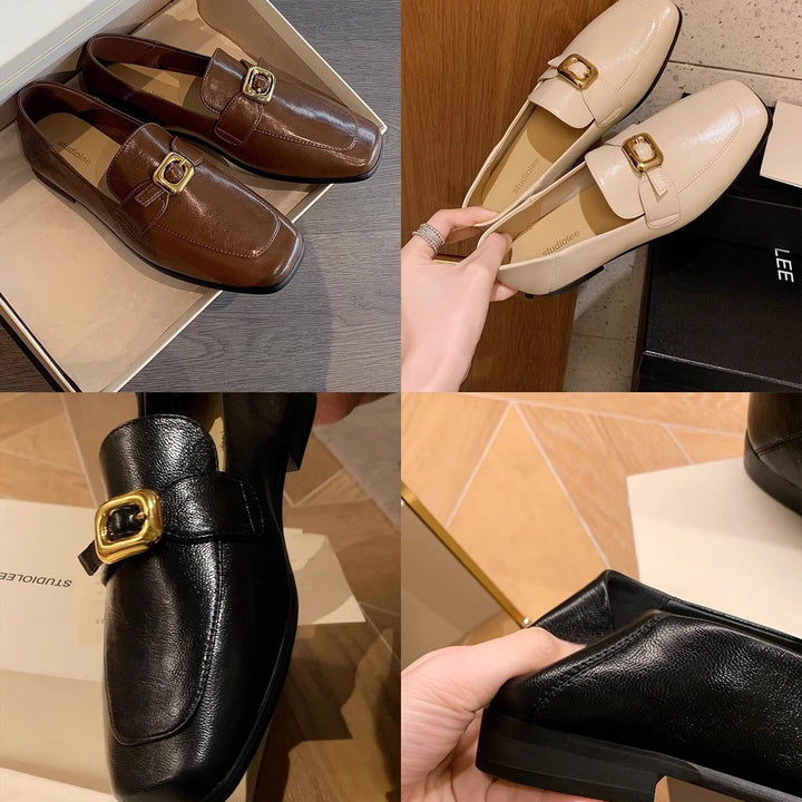 Kvinder Elegante Firkantet Tå Slip-Ons med Dekorativ Spænde Stilla