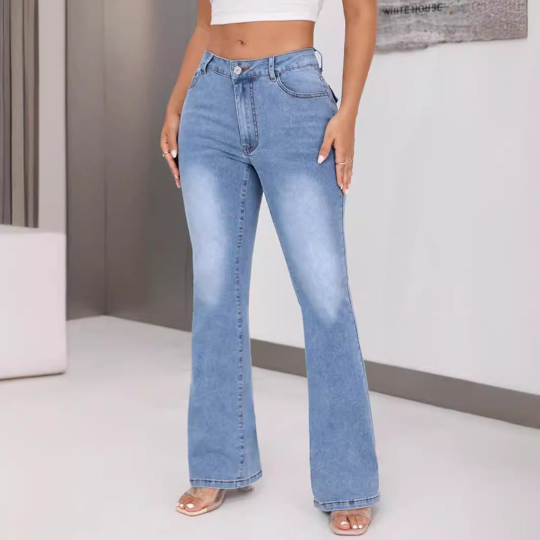 Kvinders Bootcut Jeans med Høj Talje og Unikt Design Stilla