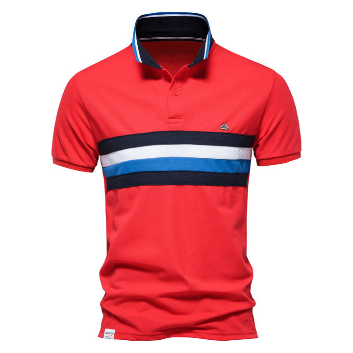 Herrer Poloshirt med kontrasterende farrestreger og moderne krave Stilla